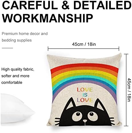 JOJOART Rainbow Funny Cat Pillow Covers Set of 2