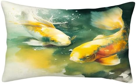 Two Fish Throw Pillow with Invisible Zipper