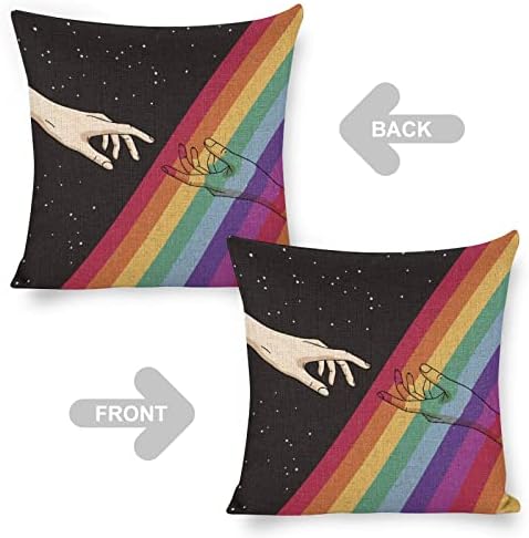JOJOART Rainbow Hand in Space Throw Pillow Covers Set of 2