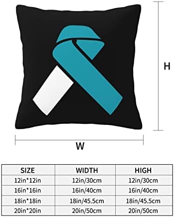ByoBLu White and Teal Cancer Awareness Pillow Cover 12x12