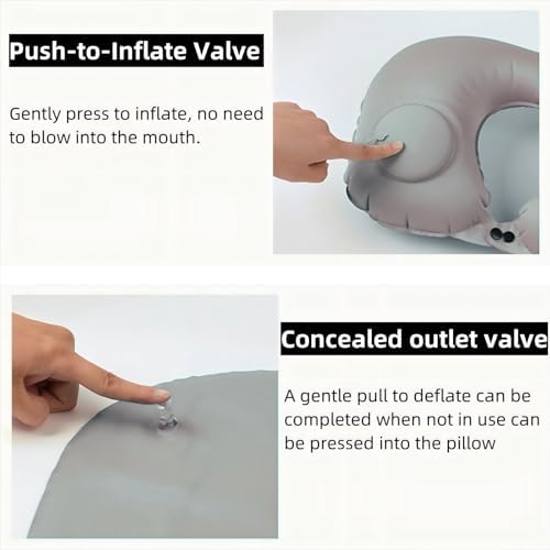 Adjustable Inflatable Neck Pillow with Eye Mask and Carry Bag
