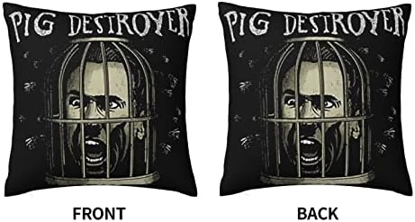 AMIOUDR Throw Pillow Covers Pig Singer Destroyer 18x18 Square Pillowcase