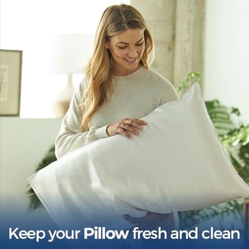 Linteum White Queen Pillow Protectors 2 Pack Zippered 20x30 Inches