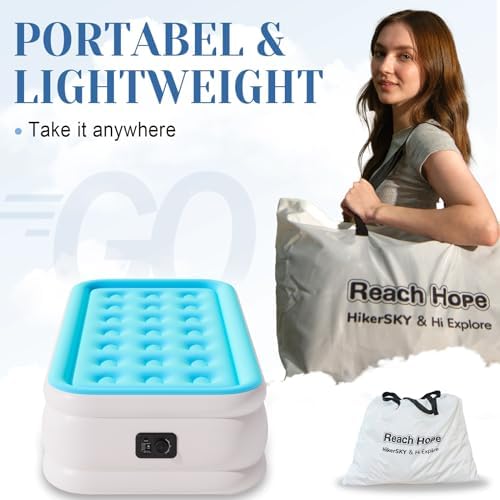REACH HOPE Air Mattress Twin with Built-in Pump - Blue