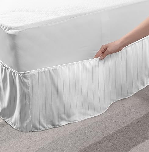 Ambesonne Pale Grey Microfiber Bed Skirt with Wrap Elastic