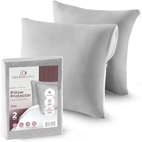 Circles Home Cotton Pillow Protector Light Grey 22x22 2 Pack