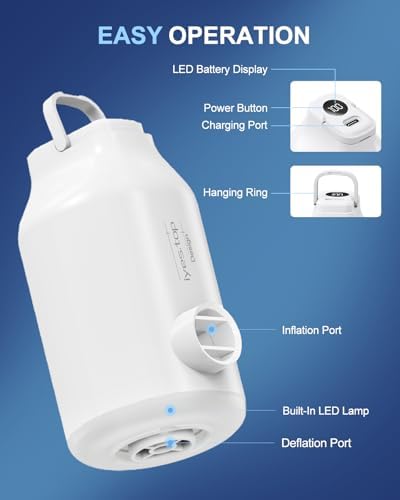 Portable Air Pump with 5 Nozzles Camping Light