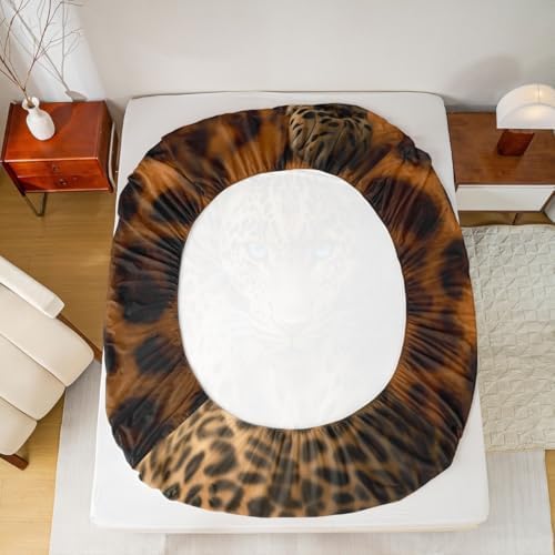 Manfei Wild Leopard Microfiber Fitted Sheet Set