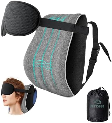 JefDiee Travel Pillow with Eye Mask and Strap