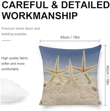JOJOART Beach Starfish Linen Pillow Covers Set of 1 18x18