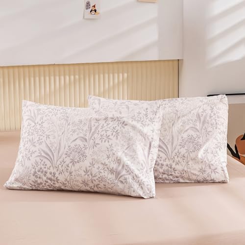 ECOCOTT 2 Pack King Size Floral Pillowcases 100 Cotton