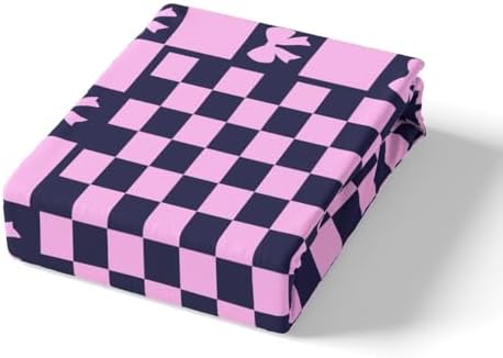 Manfei Purple Bow Grids Fitted Sheet Set Queen Size 1