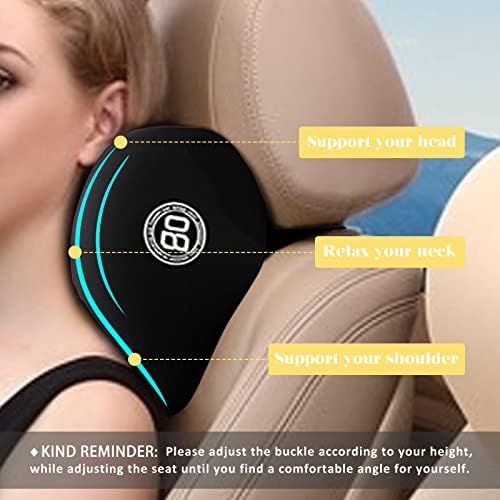Super Cozy Car Headrest Pillow with Memory Foam and Adjustable Strap