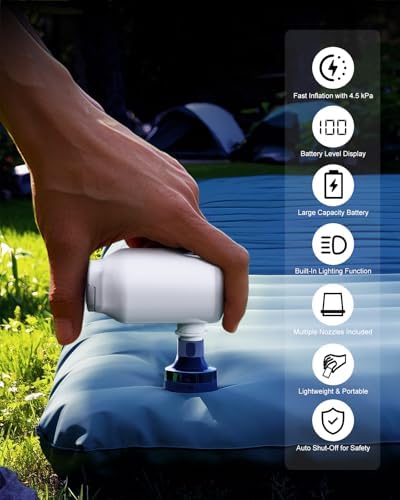 Portable Air Pump with 5 Nozzles Camping Light