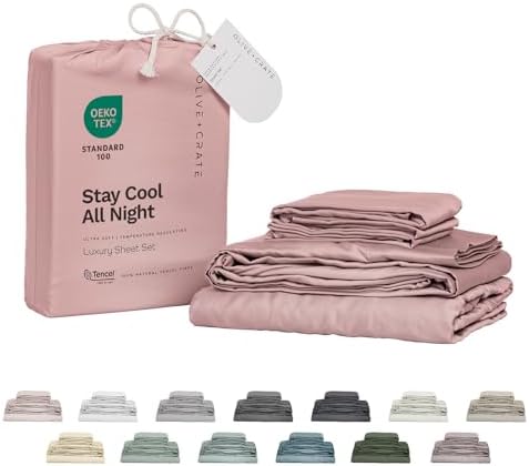 Olive Crate Eucalyptus Sheets Set Queen Size Cooling Hypoallergenic