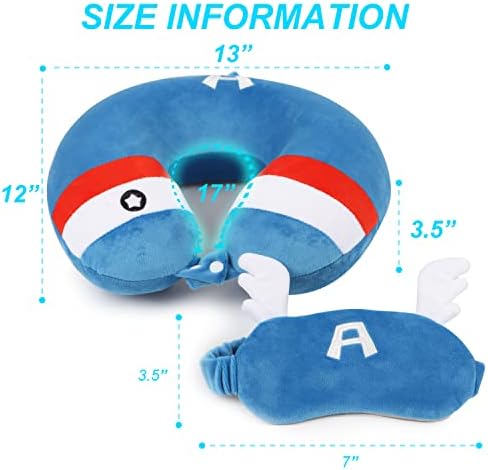 ETOILESEA Superhero Travel Pillow with Eye Mask