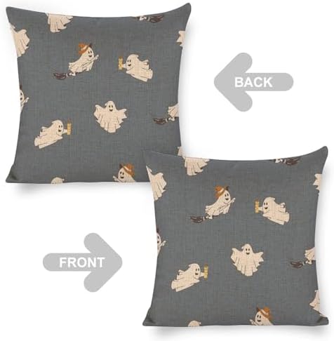 JOJOART Cute Ghosts Linen Pillow Covers Set of 2