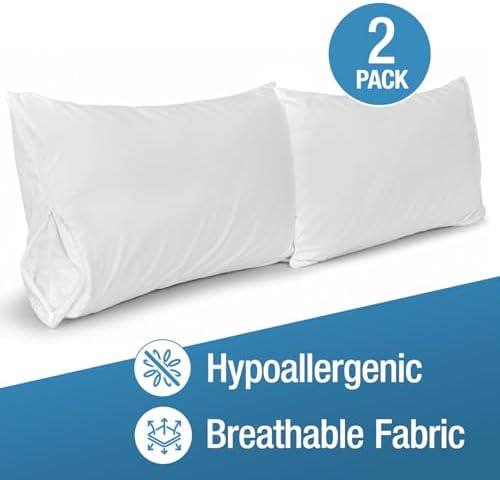 DMI 2 Pack Pillow Protectors - 20x26 Zipper Case Standard Size