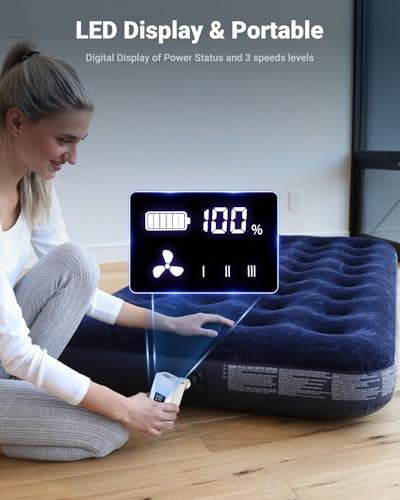 OMQ 2X Quick Inflation Air Pump with LED Light and 5 Nozzles