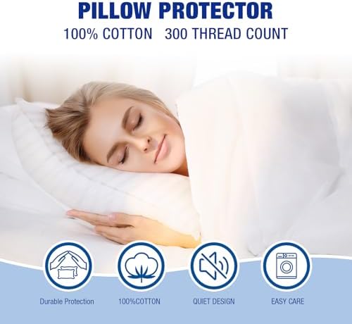 Stnomy Premium Cotton Pillow Protectors 2 Pack Queen Size