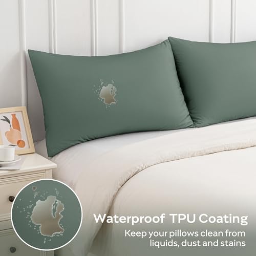 JELLYMONI Pillow Protectors Waterproof Zippered Set of 2