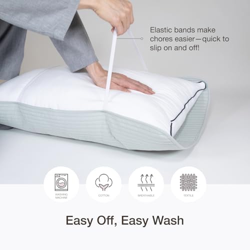 2 Pack Cotton Quilted Pillow Protectors with Elastic Bands