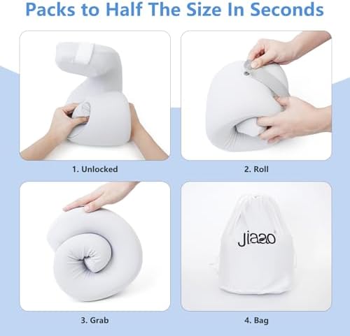 Jiaao 2 in 1 Travel Neck Pillow with Eye Masks and Earplugs