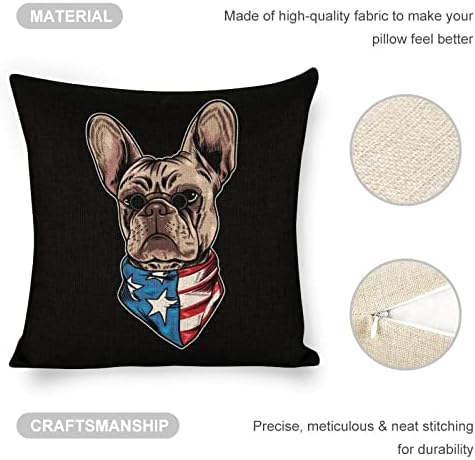 JOJOART French Bulldog USA Flag Throw Pillow Covers Set of 2