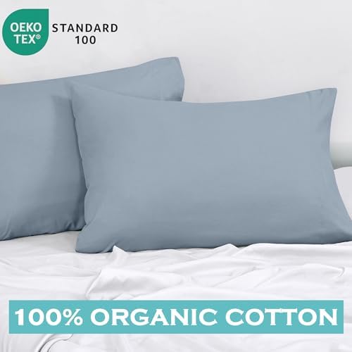 ROYALE LINENS 300 TC Cotton Pillowcases Set of 2 Queen 20x30 Lake Blue