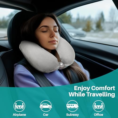 Rainflow Memory Foam Travel Pillow with Washable Cover