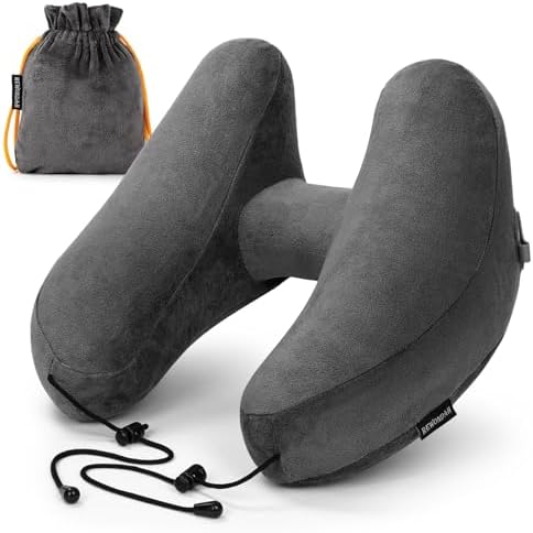 Rewondah Inflatable Travel Pillow for Airplane and Car