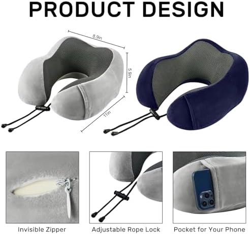 urnexttour 2 Pack Travel Pillow for Airplane Car Train and Home Use
