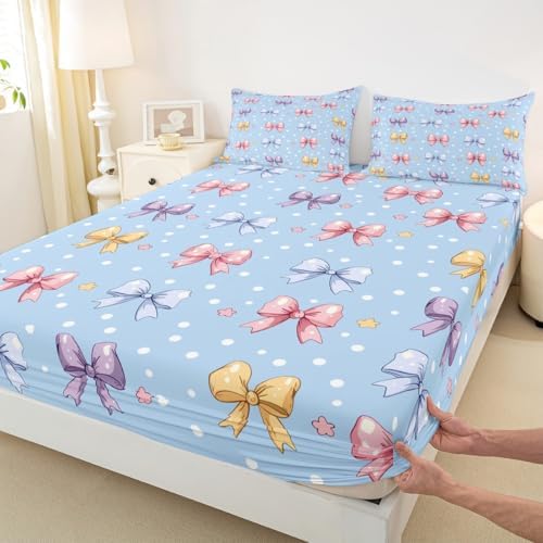 Manfei Dreamy Fairy Tale Blue Fitted Sheet Set with Pillowcases 1