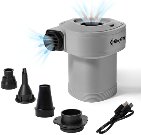 KingCamp Air Pump for Inflatables 4 Nozzle Quick Inflator Deflator