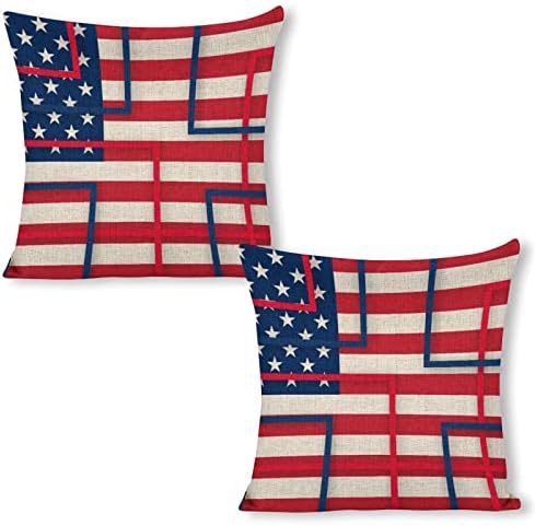 JOJOART USA Flag Throw Pillow Covers Set of 2