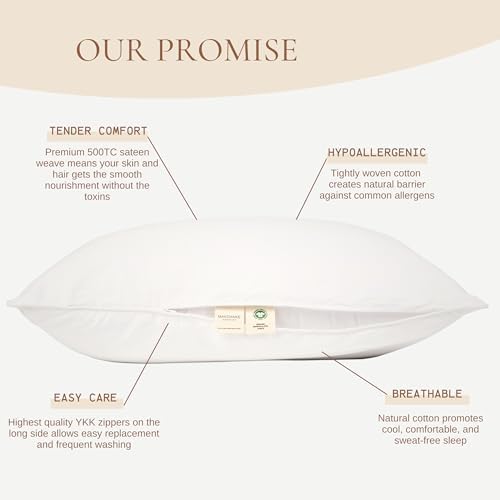 GOTS Organic Pillow Protector Set of 2 for Standard Pillows