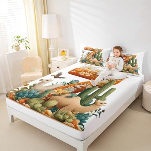 Tropical Animals Microfiber Twin Sheet Set with Deep Pocket and Pillowcase