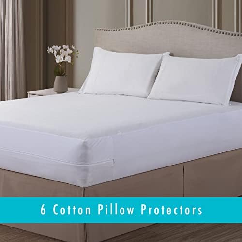 FRESH IDEAS King Cotton Pillow Protectors 6-Pack with Zippered Closures