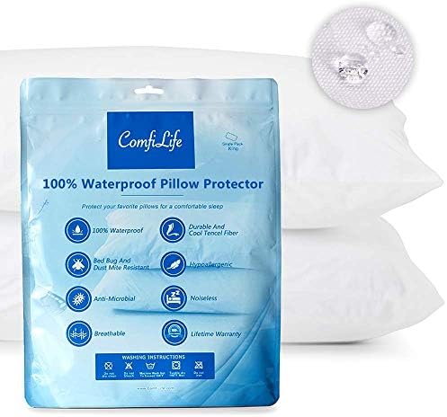 ComfiLife 100 Waterproof Pillow Protectors Zippered King Size