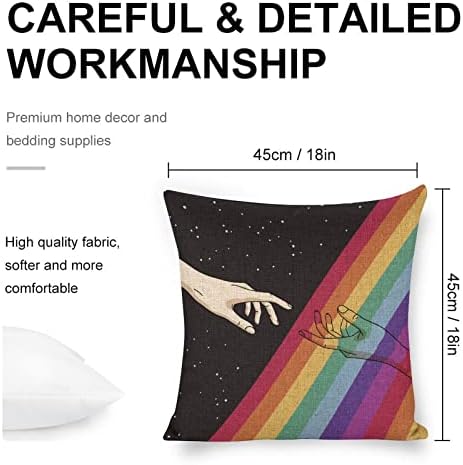 JOJOART Rainbow Hand in Space Throw Pillow Covers Set of 2