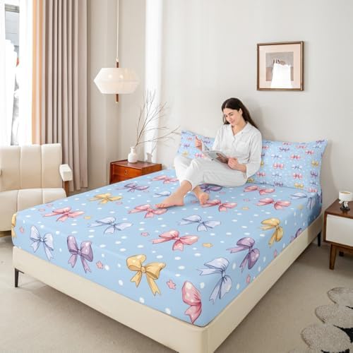 Manfei Dreamy Fairy Tale Blue Fitted Sheet Set with Pillowcases 1