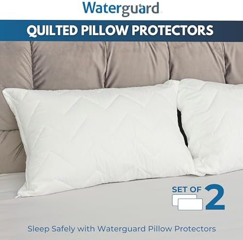 Waterguard Quilted Pillow Protector - Waterproof Bed Bug Proof Zippered