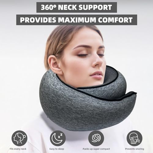 Premium Memory Foam Travel Pillow with 360 Support