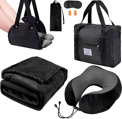 Nerien Black Travel Pillow Blanket Set