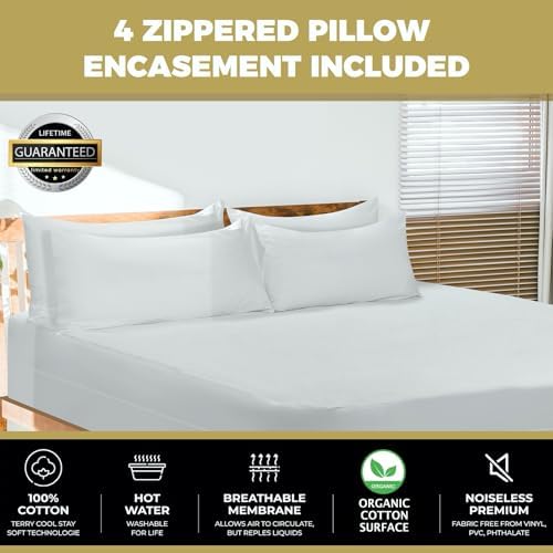 4 Pack Mattshield MAX Comfort Pillow Protectors with Zipper