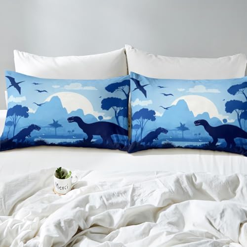 Manfei Dinosaur Silhouette Queen Fitted Sheet Set
