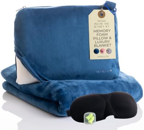 Travellow Travel Pillow and Blanket Set - Blue