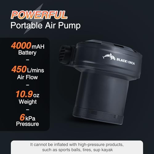BLACK ORCA Portable Air Pump for Inflatables 6kPa