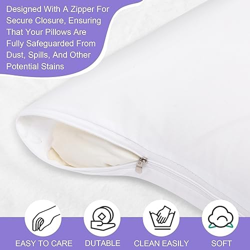 Shimeyao 8 Pcs Zippered Pillow Protectors 20x40 Inch