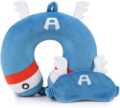 ETOILESEA Superhero Travel Pillow with Eye Mask